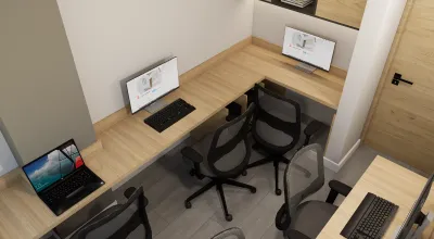 Espacio de trabajo para 4 personas con internet dedicado en coworking de Comas