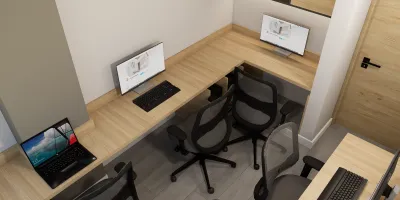 Espacio de trabajo para 4 personas con internet dedicado en coworking de Comas