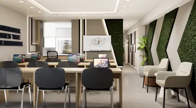 Vista del área de coworking en BCP Business Center Comas